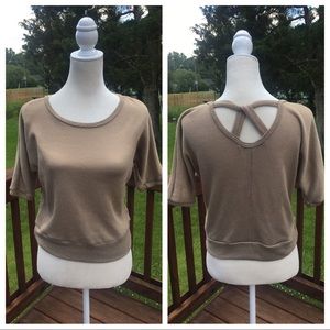 Boxy Tan Short Sleeve Sweater